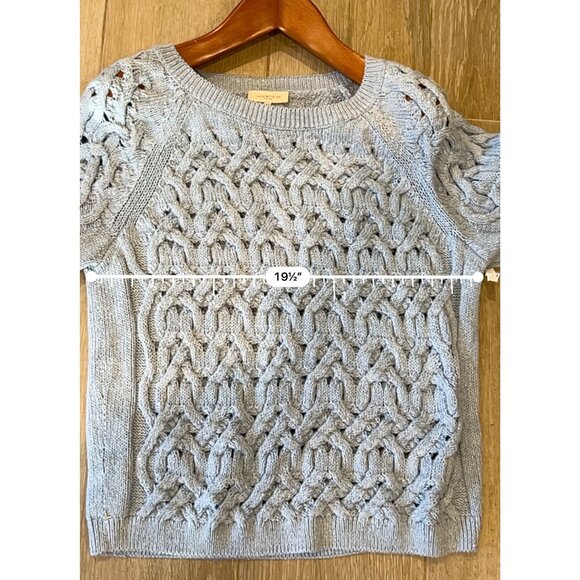 LAFAYETTE 148 New York Sequin Infinity Cable blue Metallic Sweater  Size L - Picture 7 of 7